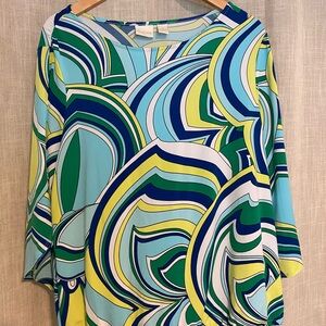 Chico's Blue and Green Blouse Vibrant Top